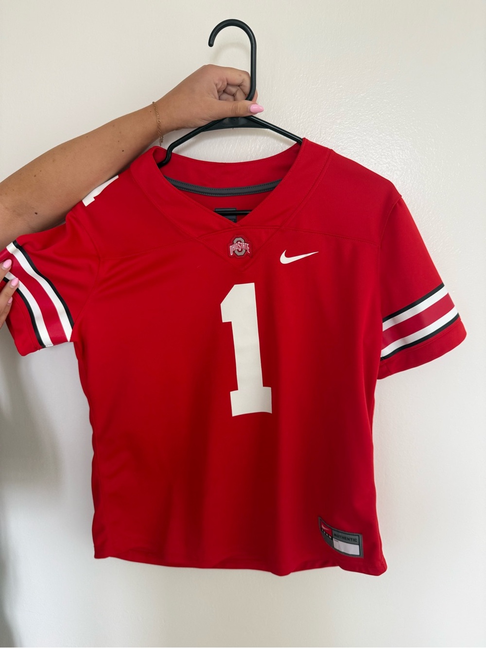 Nike Ohio State Red and White Football Jersey #1